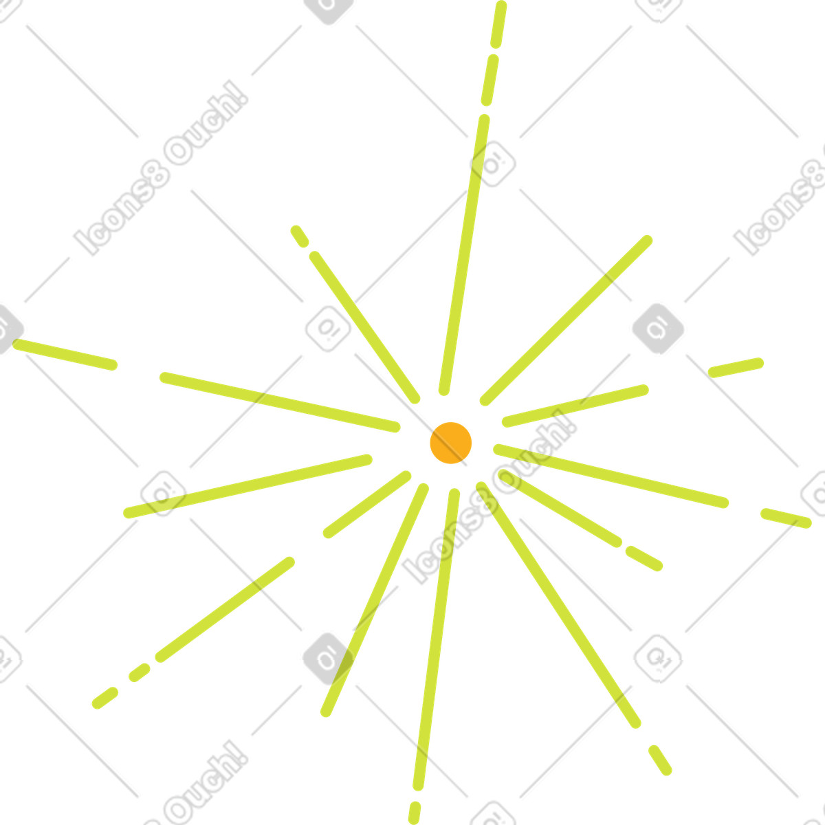 Fireworks green illustration vibrant spark clipart on transparent background in PNG