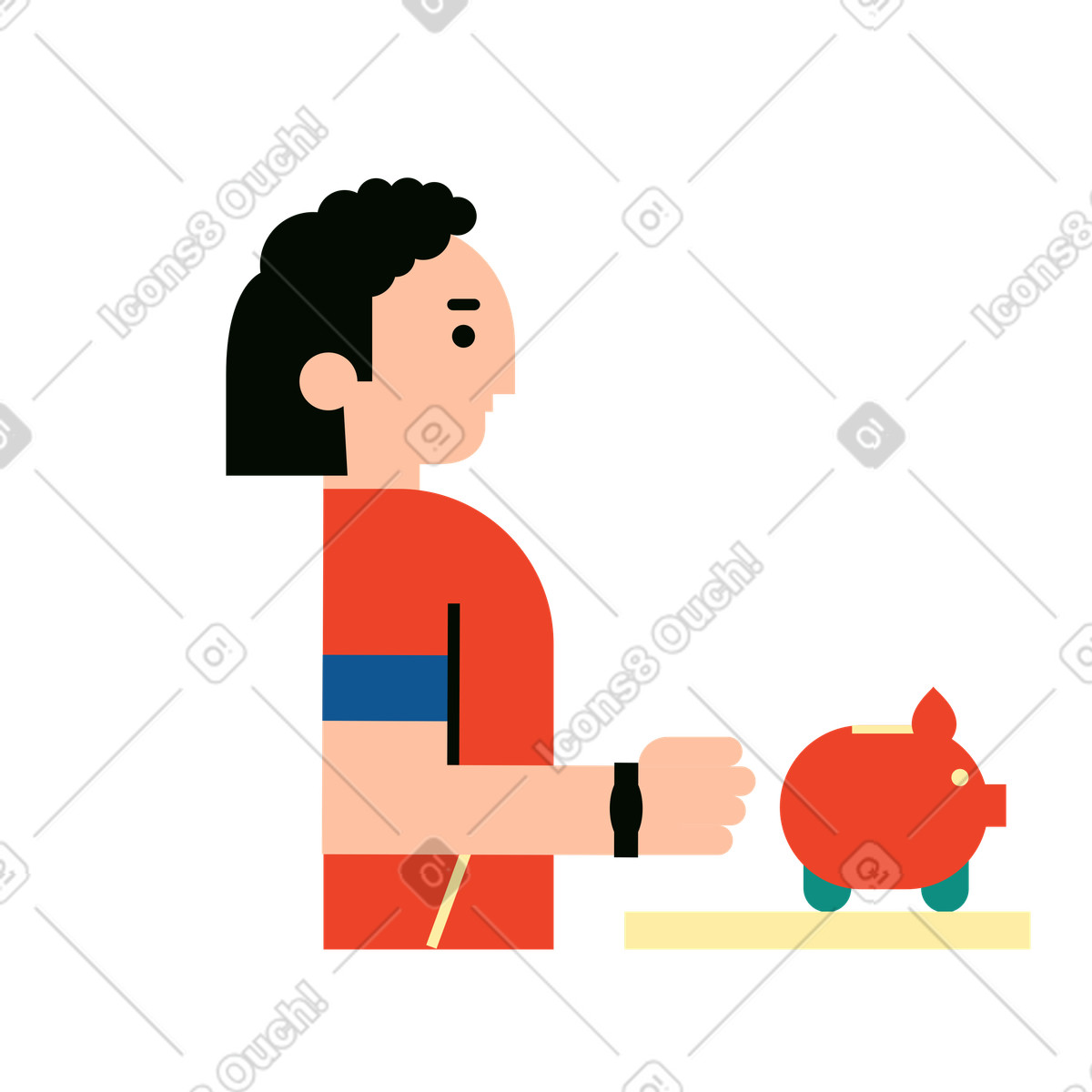 Ilustração animada de Homem com cofrinho em no estilo Polar para baixar em GIF, Lottie (JSON), AE