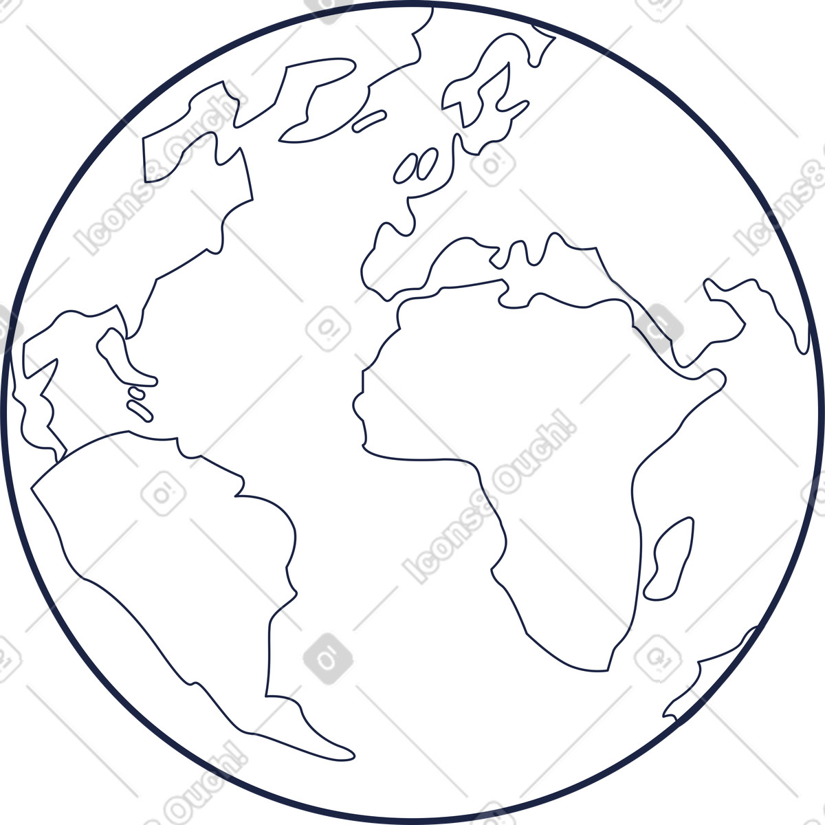 Globuskarte des planeten erde-Illustration im Urban Line-Stil als Download in PNG, SVG