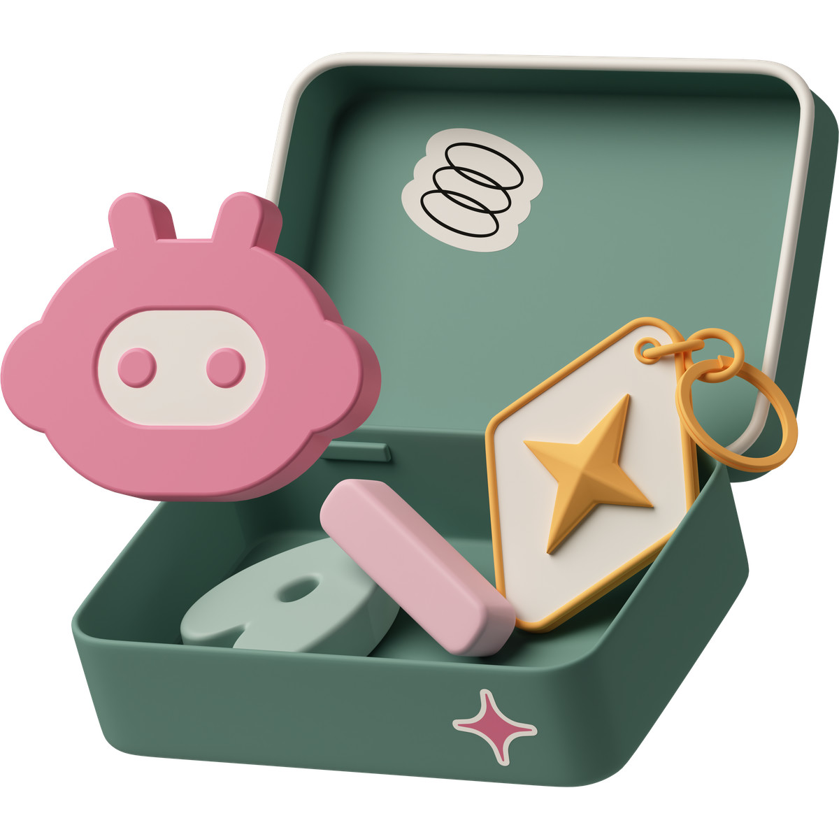 Ilustração de Box with ai accessories em no estilo 3D Casual life para baixar em PNG, SVG