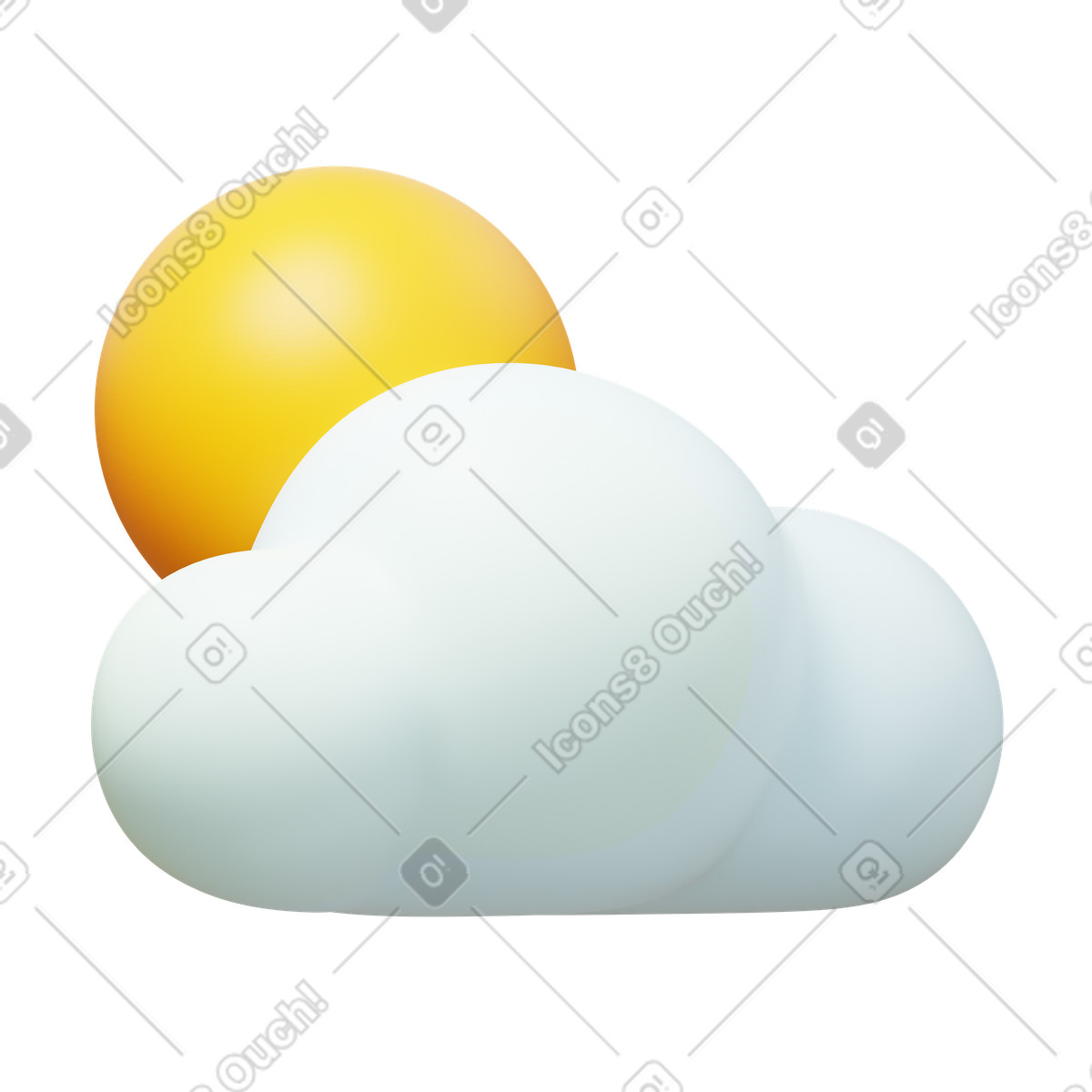 Teilweise bewölkter tag-Illustration im 3D Fluency-Stil als Download in PNG, SVG