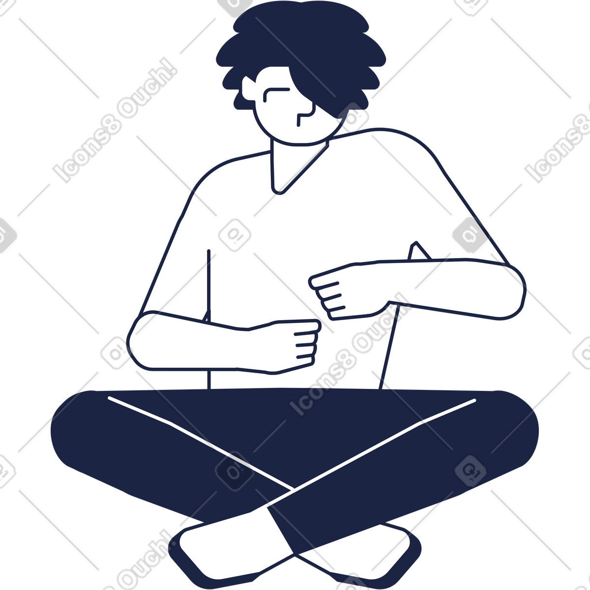 Ilustración Niño sentado en estilo Urban Line a descargar en PNG y SVG