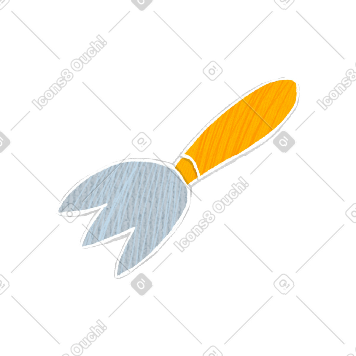 Garden fork with yellow handle illustration in Crafty style download in PNG, SVG