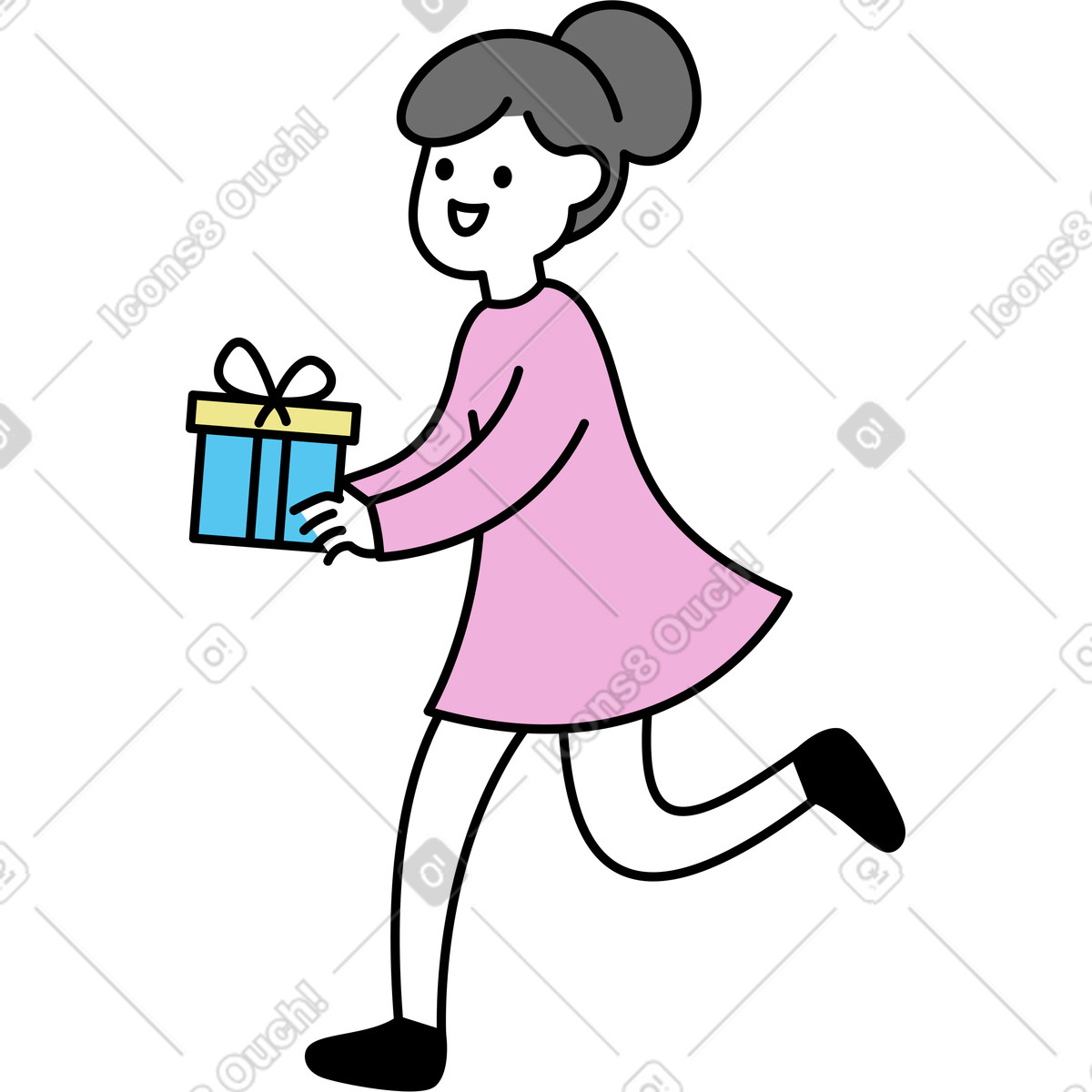 下载 Mochi 风格的 Girl with gift 插画，支持 PNG、SVG 格式