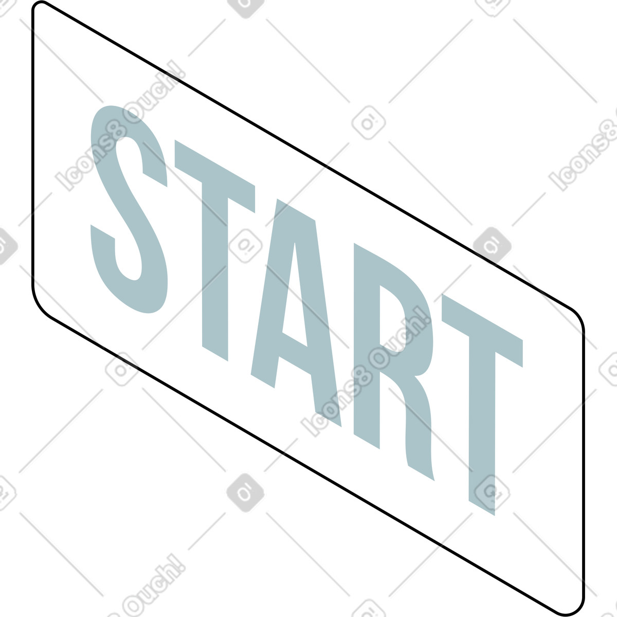 Start button illustration in Isometric style download in PNG, SVG