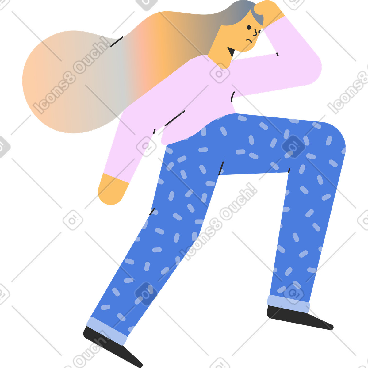 Concerned woman illustrazione in stile Marginalia scarica in PNG, SVG
