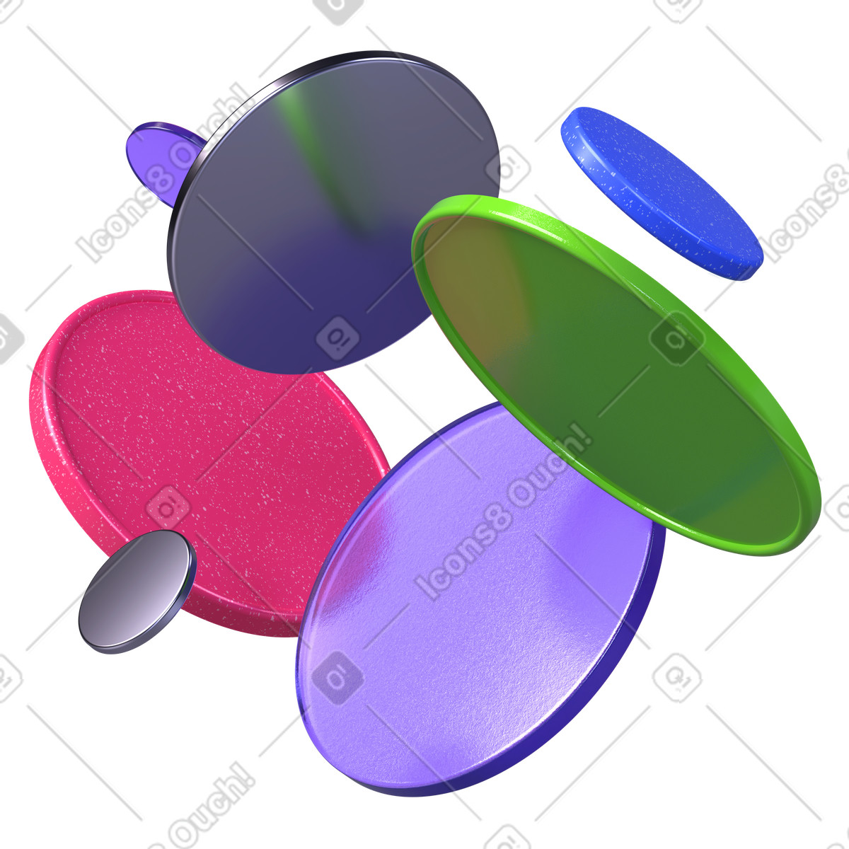 Lenses of different sizes illustration in 3D Boost style download in PNG, SVG