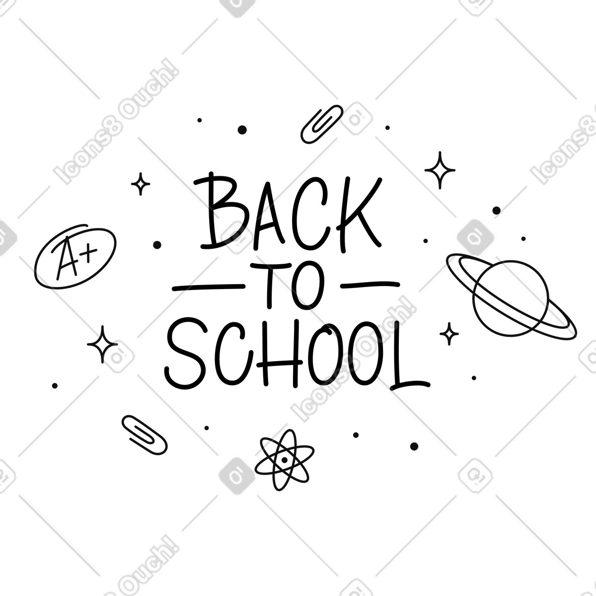 Lettering ritorno a scuola scritto mano con testo di scarabocchi illustrazione in stile scarica in PNG, SVG