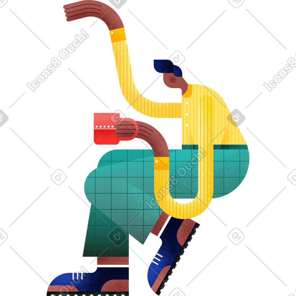 Willowy 스타일의 Sitting guy with a mug 일러스트레이션 PNG, SVG 다운로드