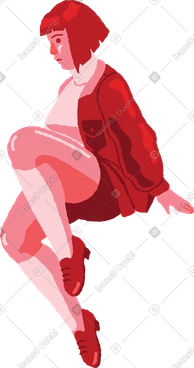 Curvy woman sitting side view PNG, SVG