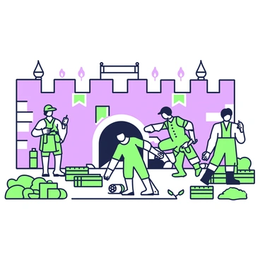 The interior of the Alamo is depicted with soldiers bustling about, preparing for battle. Several soldiers are gathered around a large cannon, checking and loading ammunition. They wear period-appropriate military uniforms, complete with hats and boots, displaying determination on their faces. Barricades made of wooden crates and barrels are strategically placed around the room, showcasing a sense of urgency. In the background, the stone walls of the Alamo are visible, adorned with a few banners. Torches mounted on the walls provide dim lighting, casting shadows in the corners of the room.