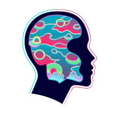 A silhouette of a face filled with colorful vector patterns