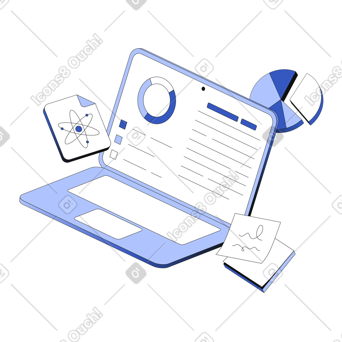 Data science on laptop screen illustration in PNG, SVG