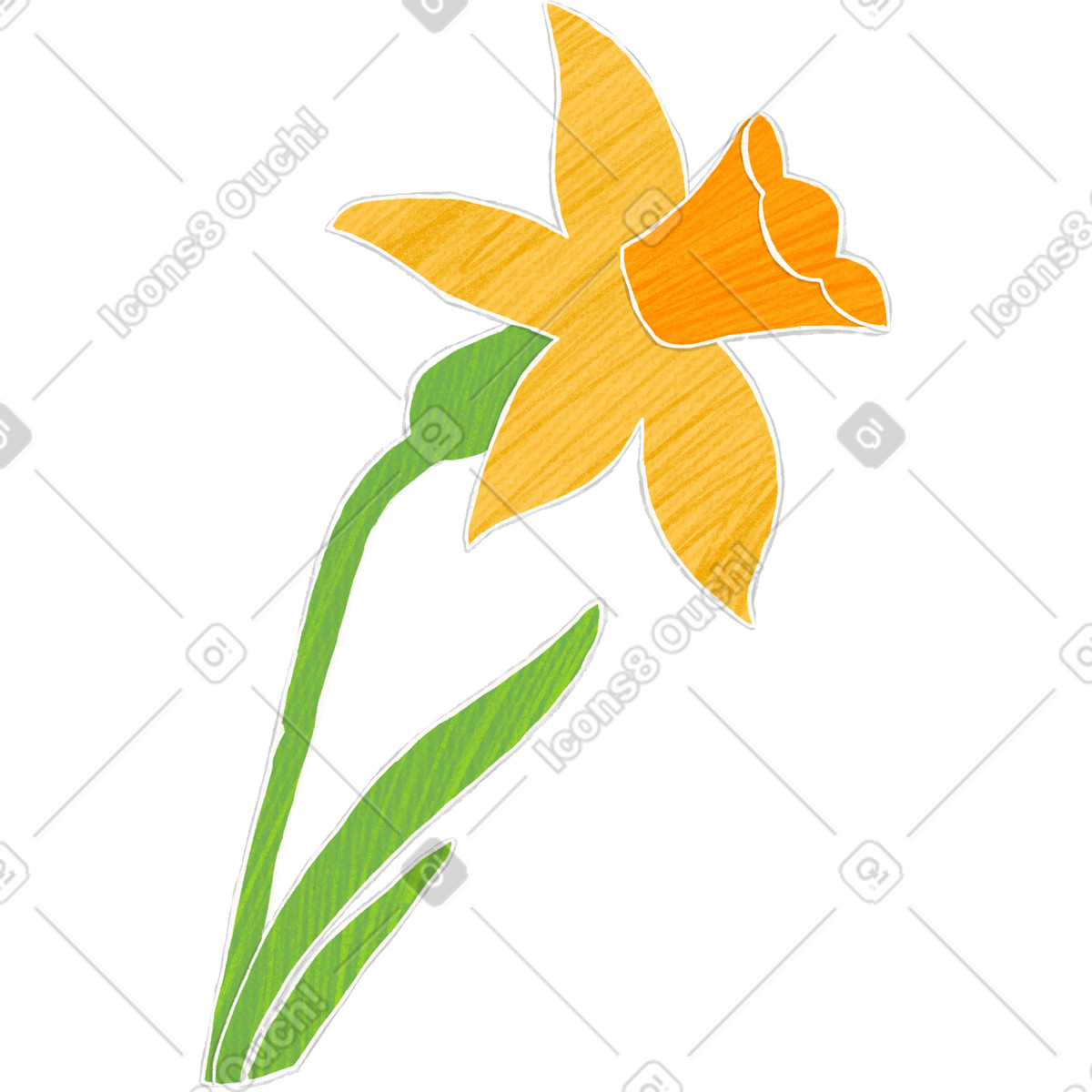 Illustration Grande fleur de jonquille jaune dans le style Crafty à télécharger aux formats PNG, SVG