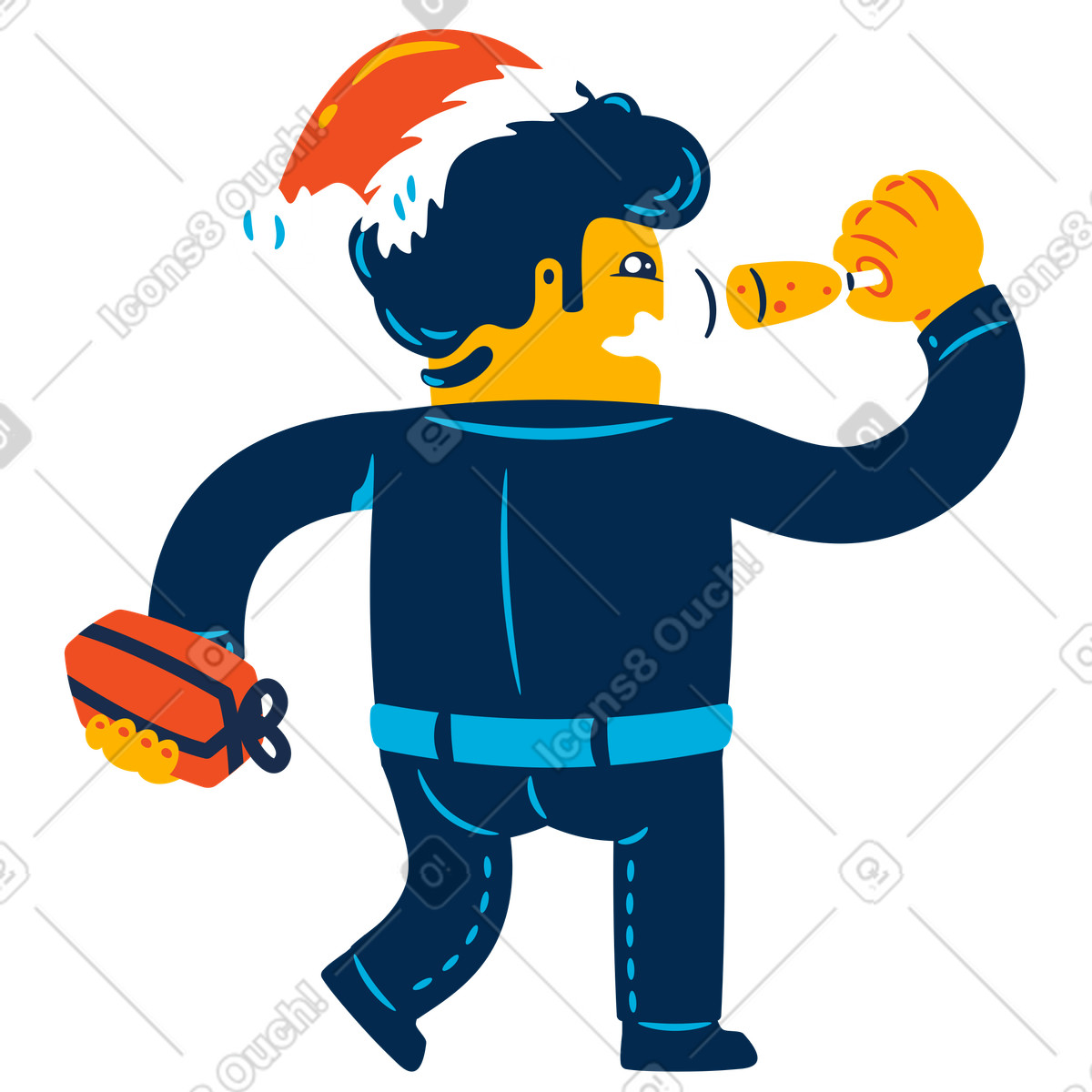 Illustration L'homme célèbre la nouvelle année dans le style Flame à télécharger aux formats PNG, SVG