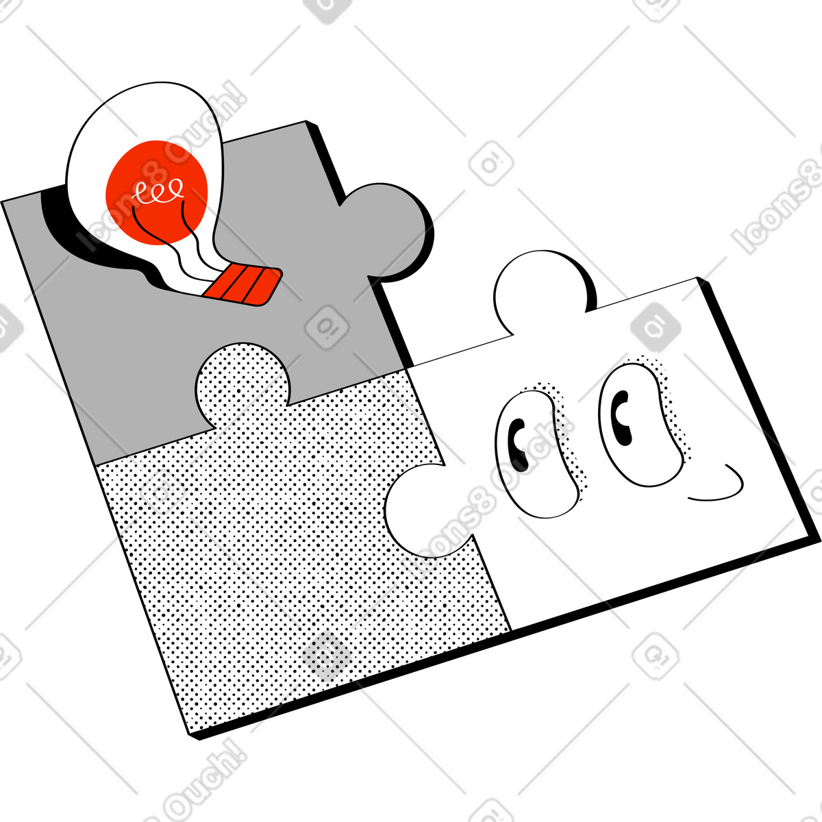 Ilustração de Quebra-cabeça trabalho em no estilo Looney para baixar em PNG, SVG