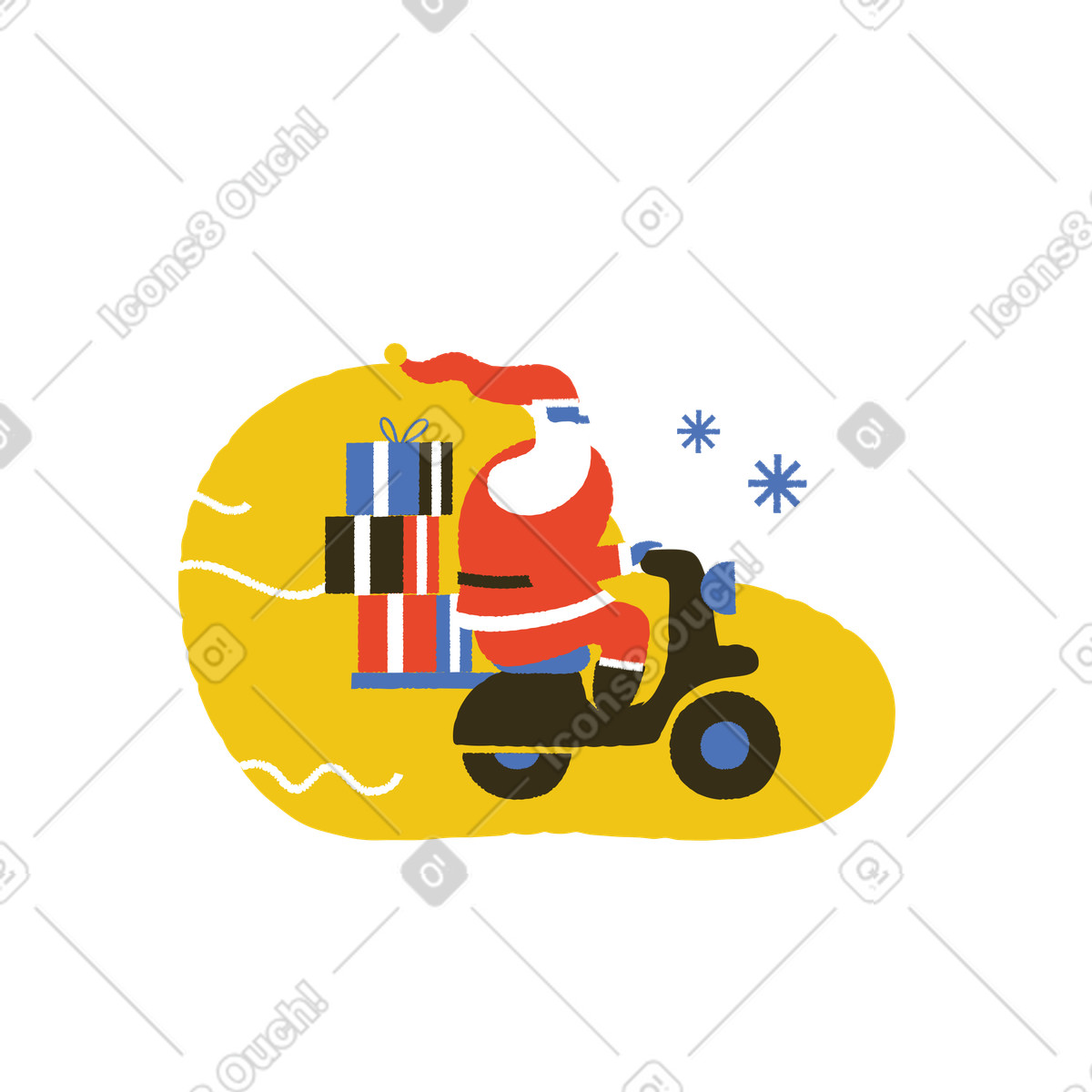 Lieferung von weihnachtsgeschenken-Illustration im Bermuda-Stil als Download in PNG, SVG