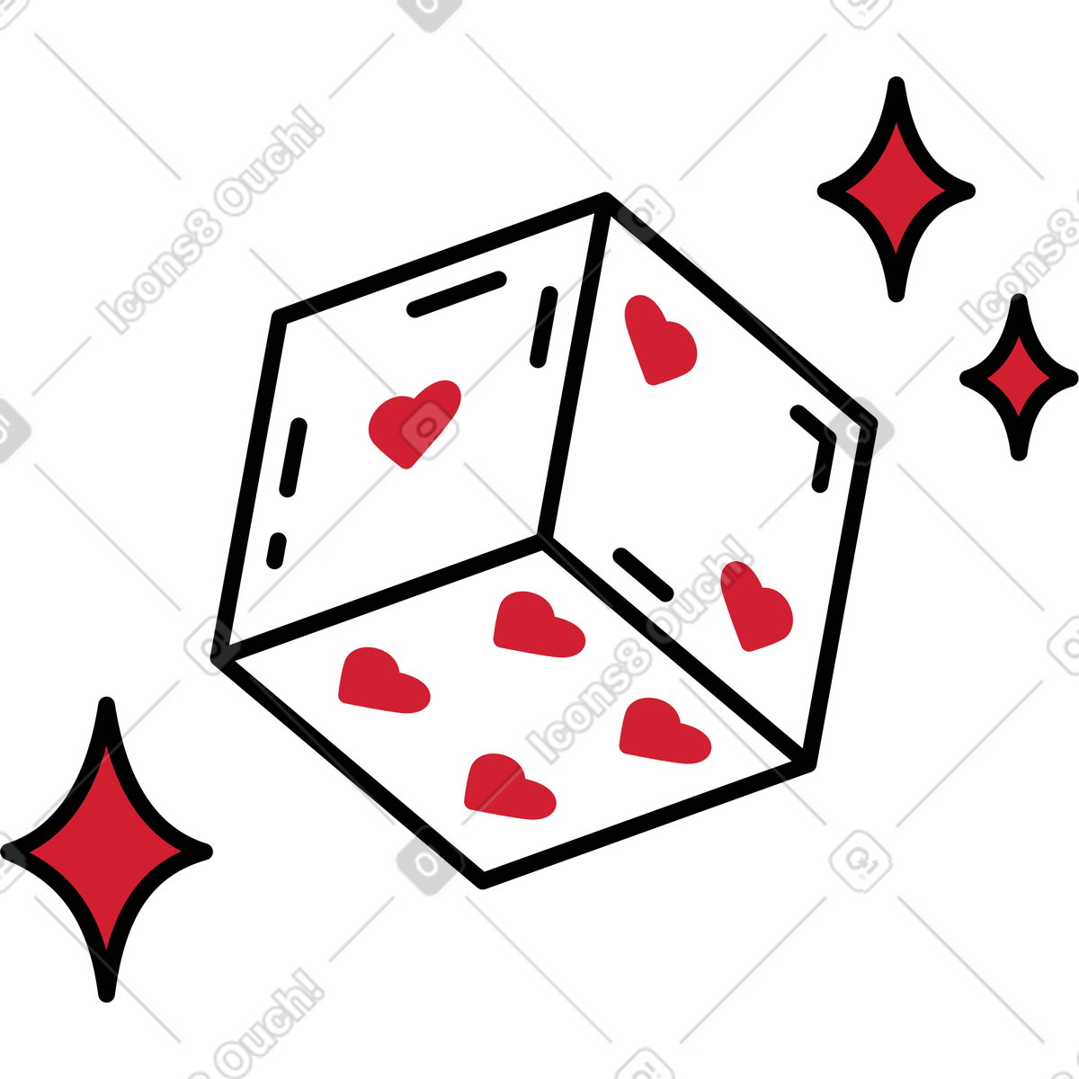 Dice with stars illustration in PNG, SVG