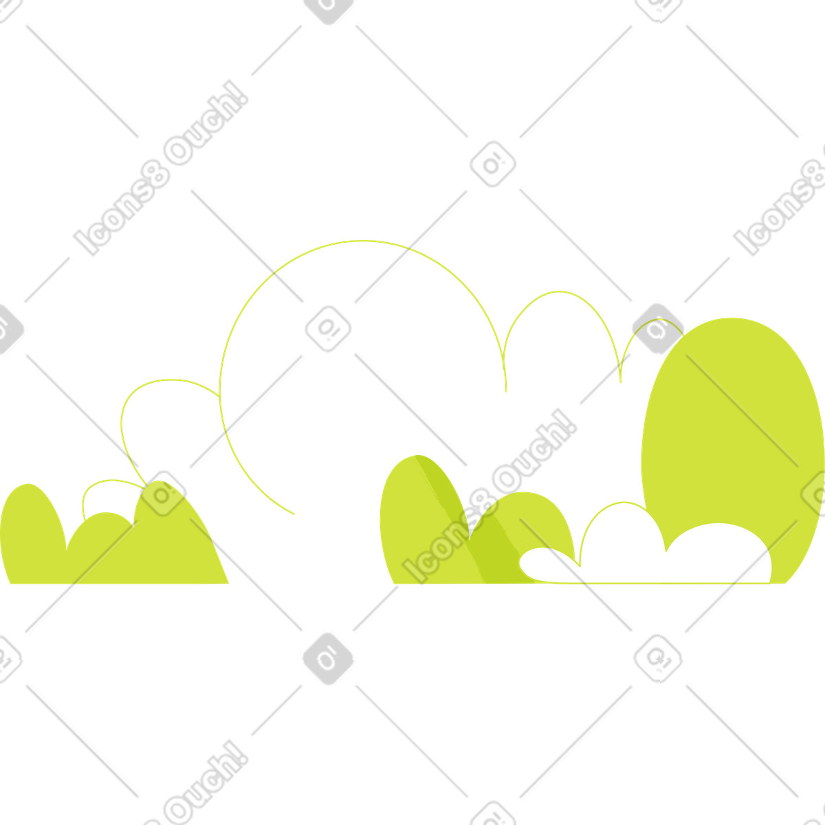 Grüne büsche für den hintergrund-Illustration im Juicy-Stil als Download in PNG, SVG