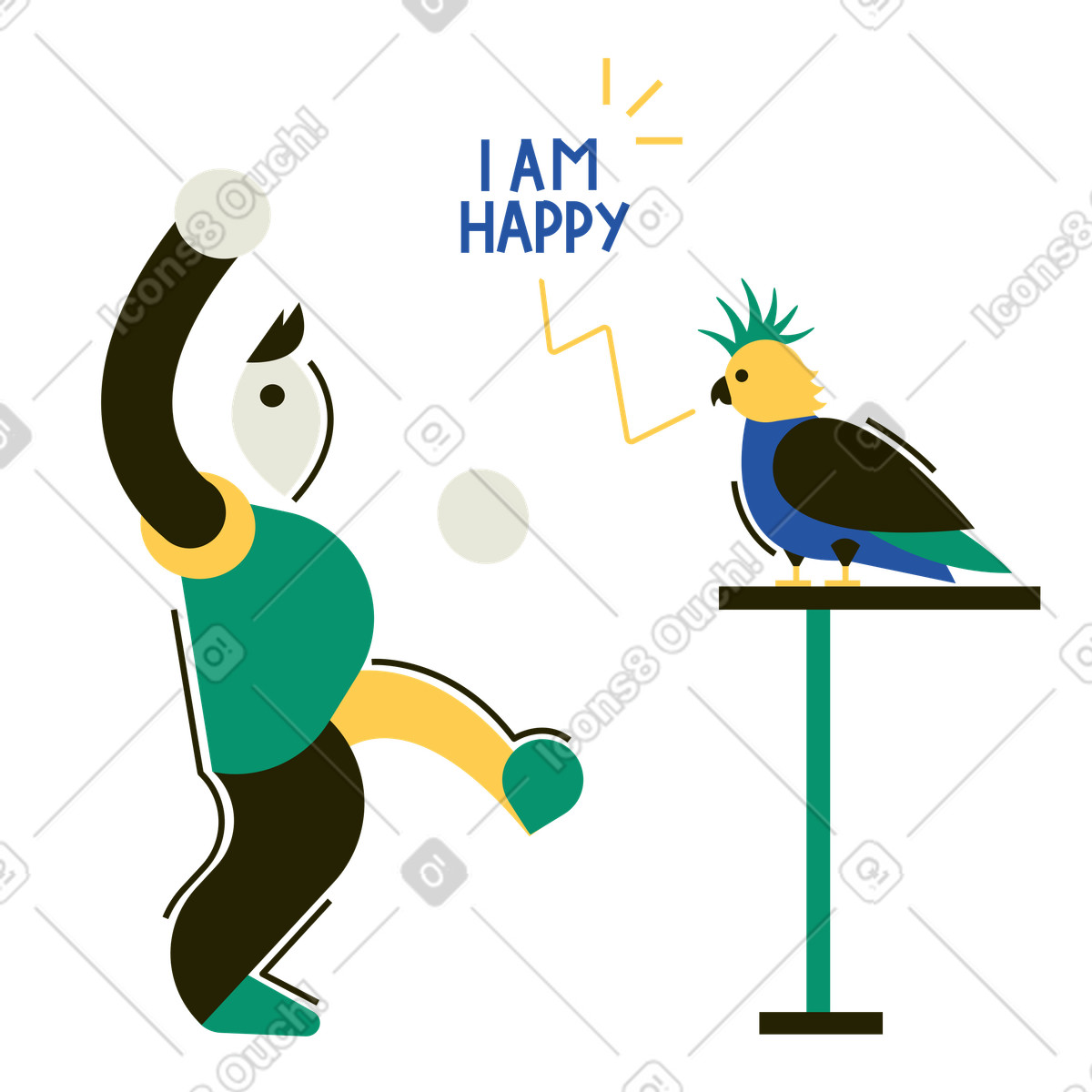 Illustration Perroquet qui parle dans le style Spot à télécharger aux formats PNG, SVG
