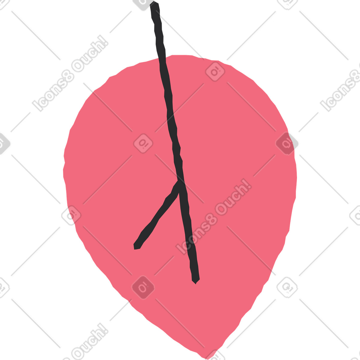 Ilustração de Folha rosa em no estilo Pablo para baixar em PNG, SVG