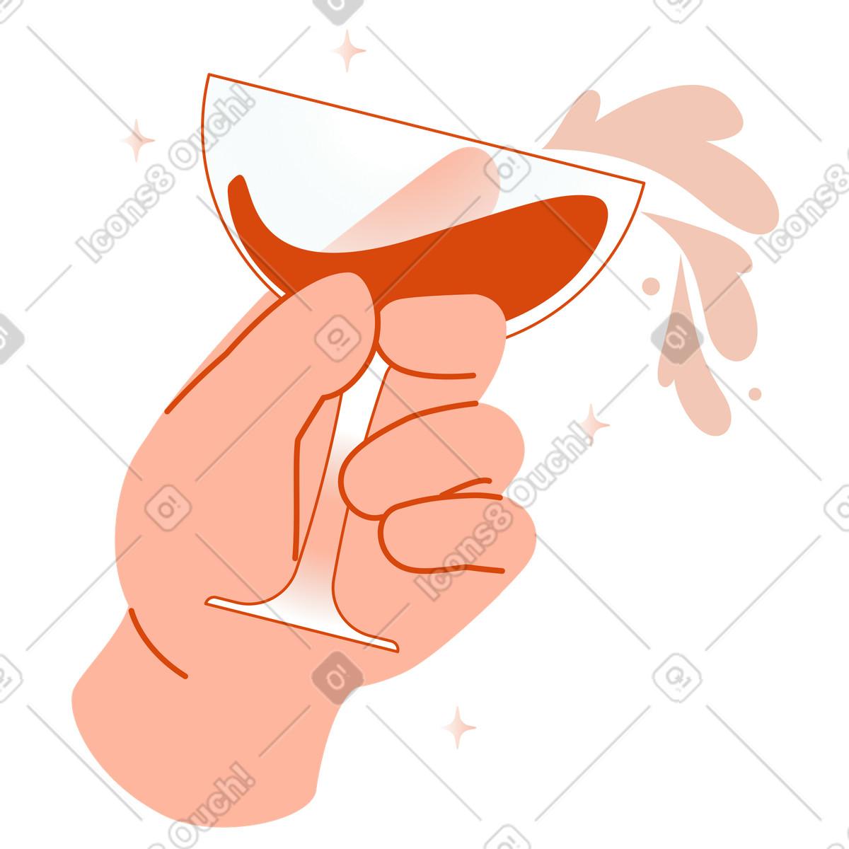 Illustration Main avec boisson en verre dans le style Orange à télécharger aux formats PNG, SVG