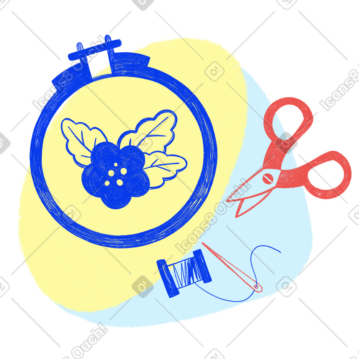 Biro スタイルの Needlework and embroidery kit のイラストをPNG、SVG形式でダウンロード