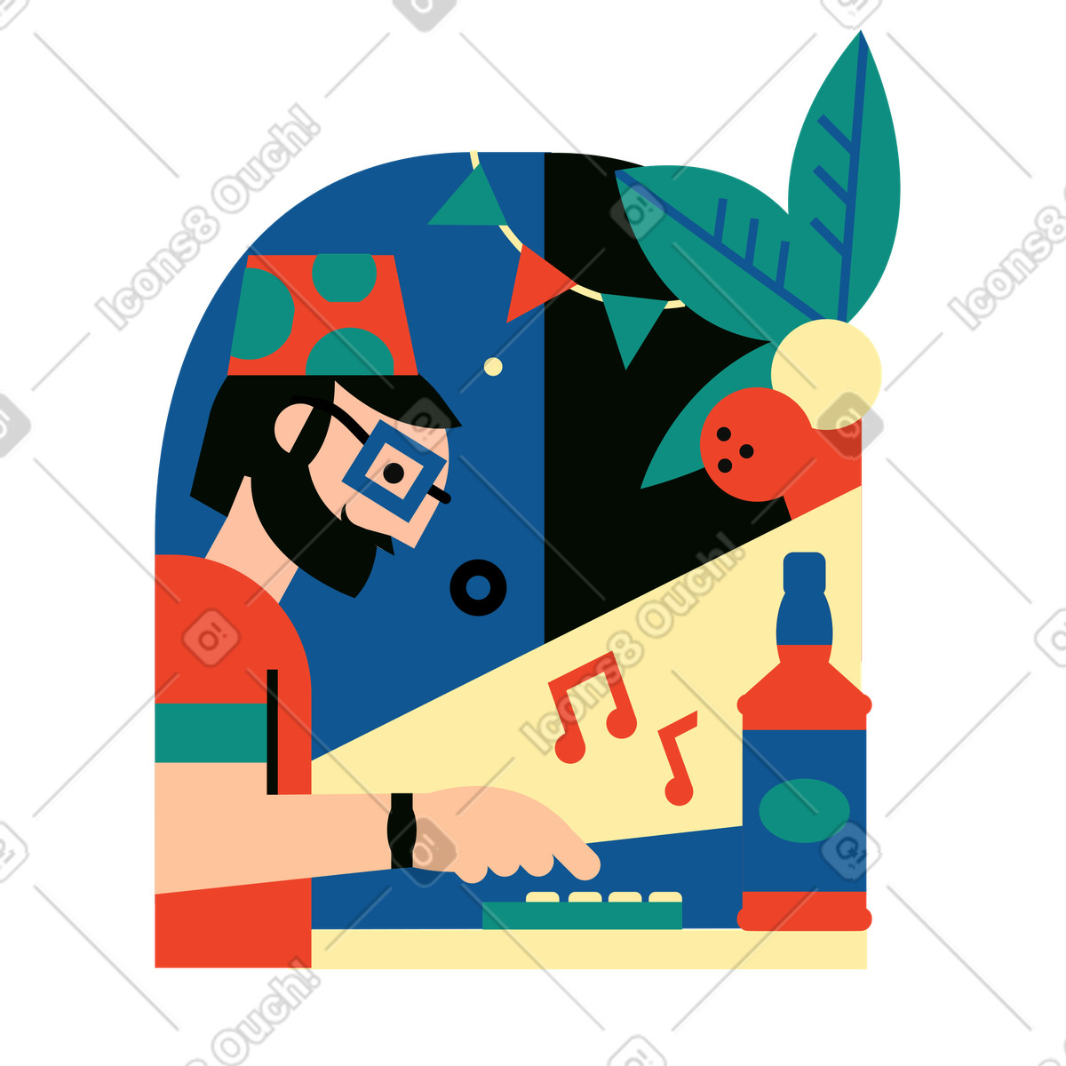 Uomo che suona musica a una festa illustrazione in stile Polar scarica in PNG, SVG