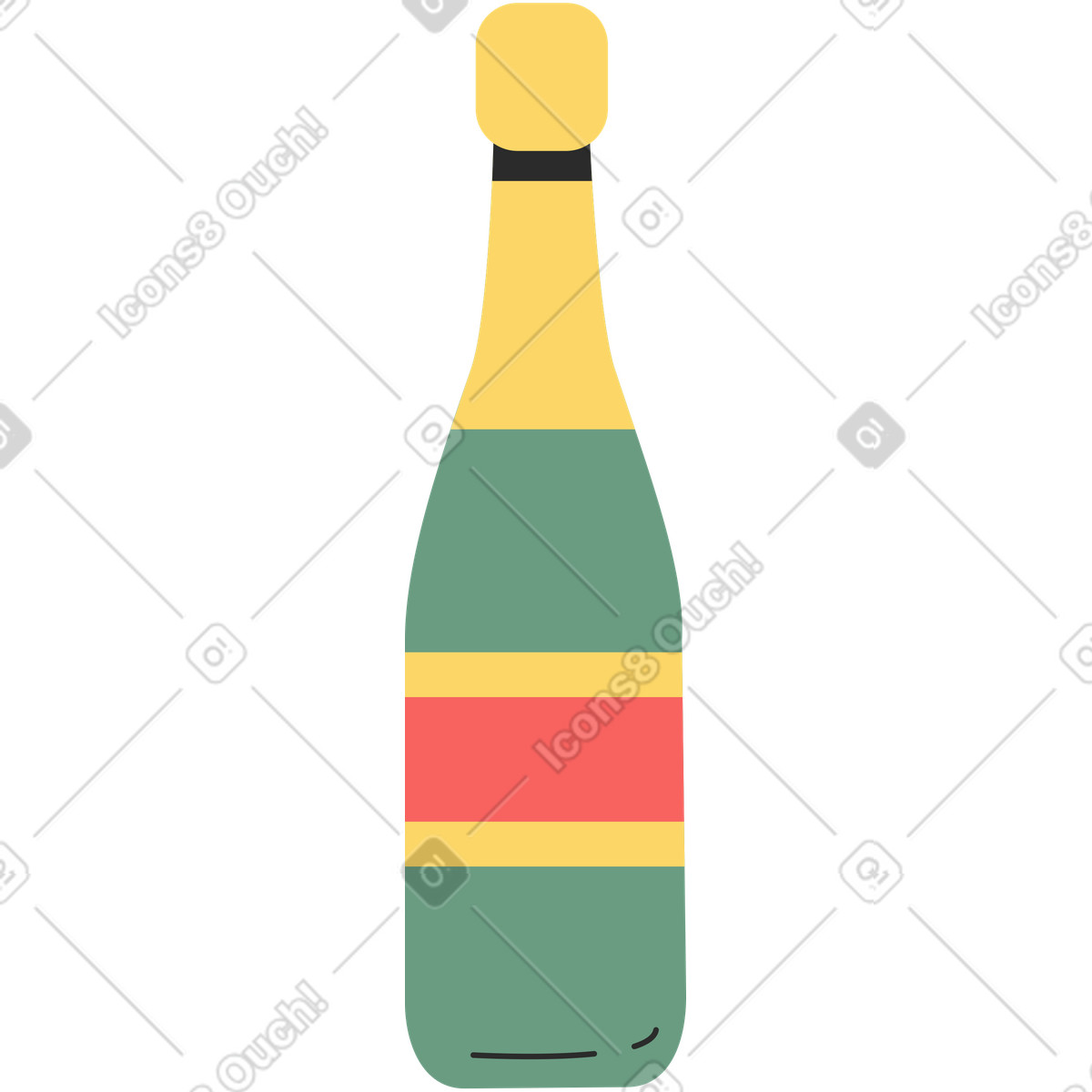 Bottiglia di champagne illustrazione in stile Marginalia scarica in PNG, SVG