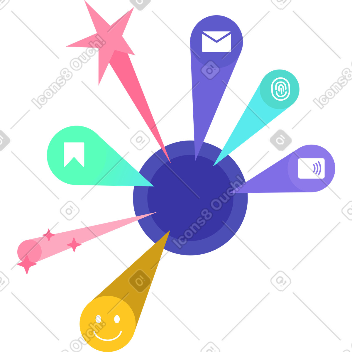 User interface for instant commands illustration in PNG, SVG