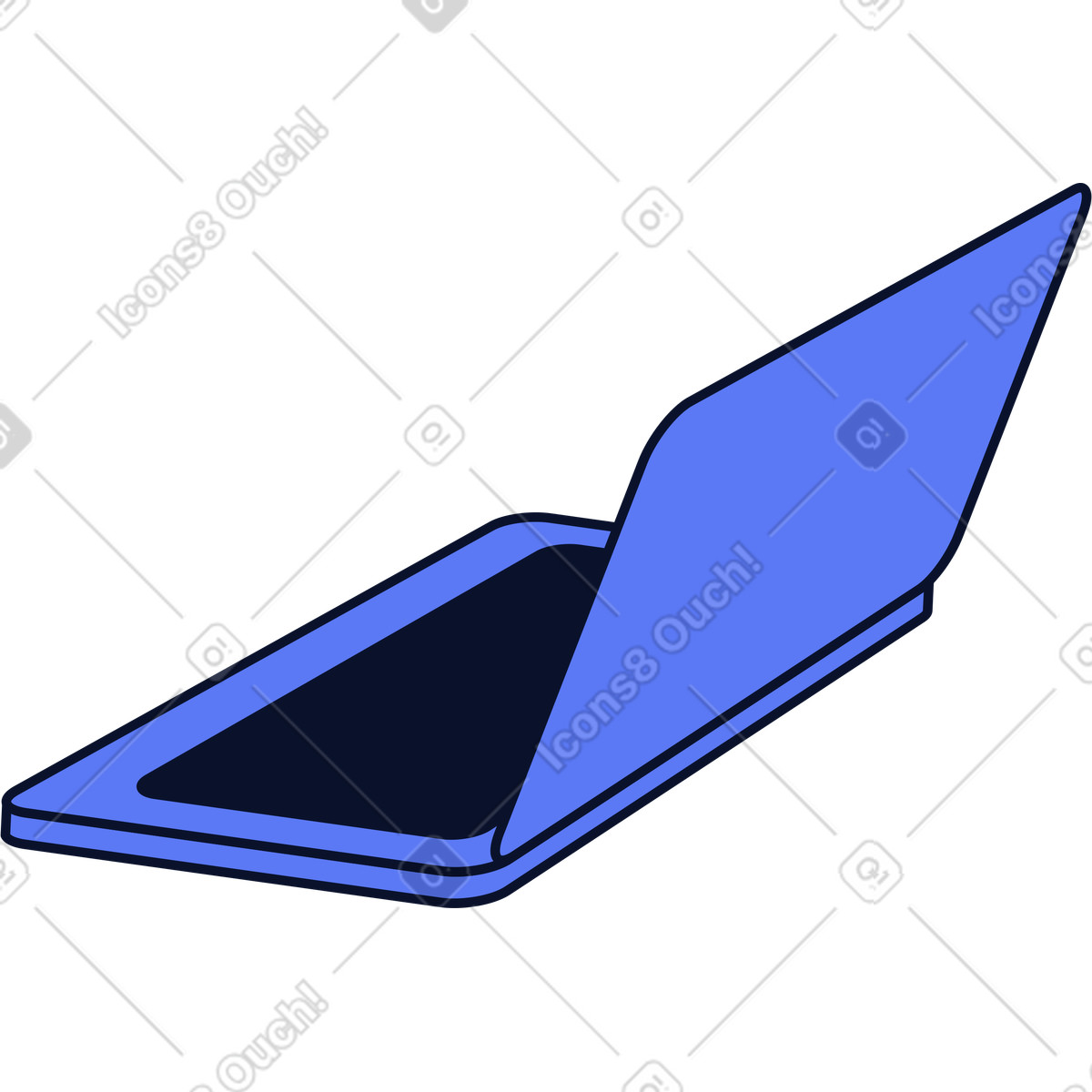 Ilustración Blue laptop for digital workspace and education use en estilo Flexy a descargar en PNG y SVG