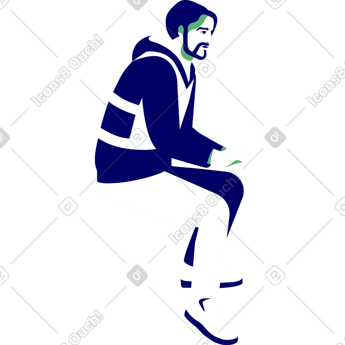 Sitzender mann in uniform-Illustration im Lounge-Stil als Download PNG, SVG