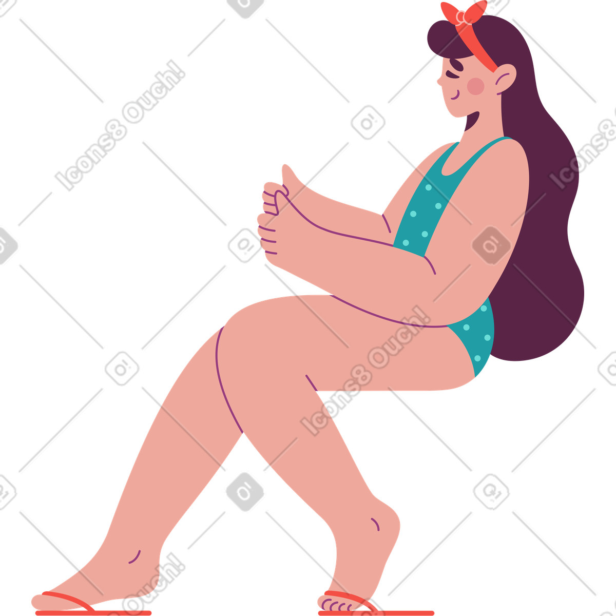 Ragazza di rilassamento illustrazione in stile Sammy scarica in PNG, SVG