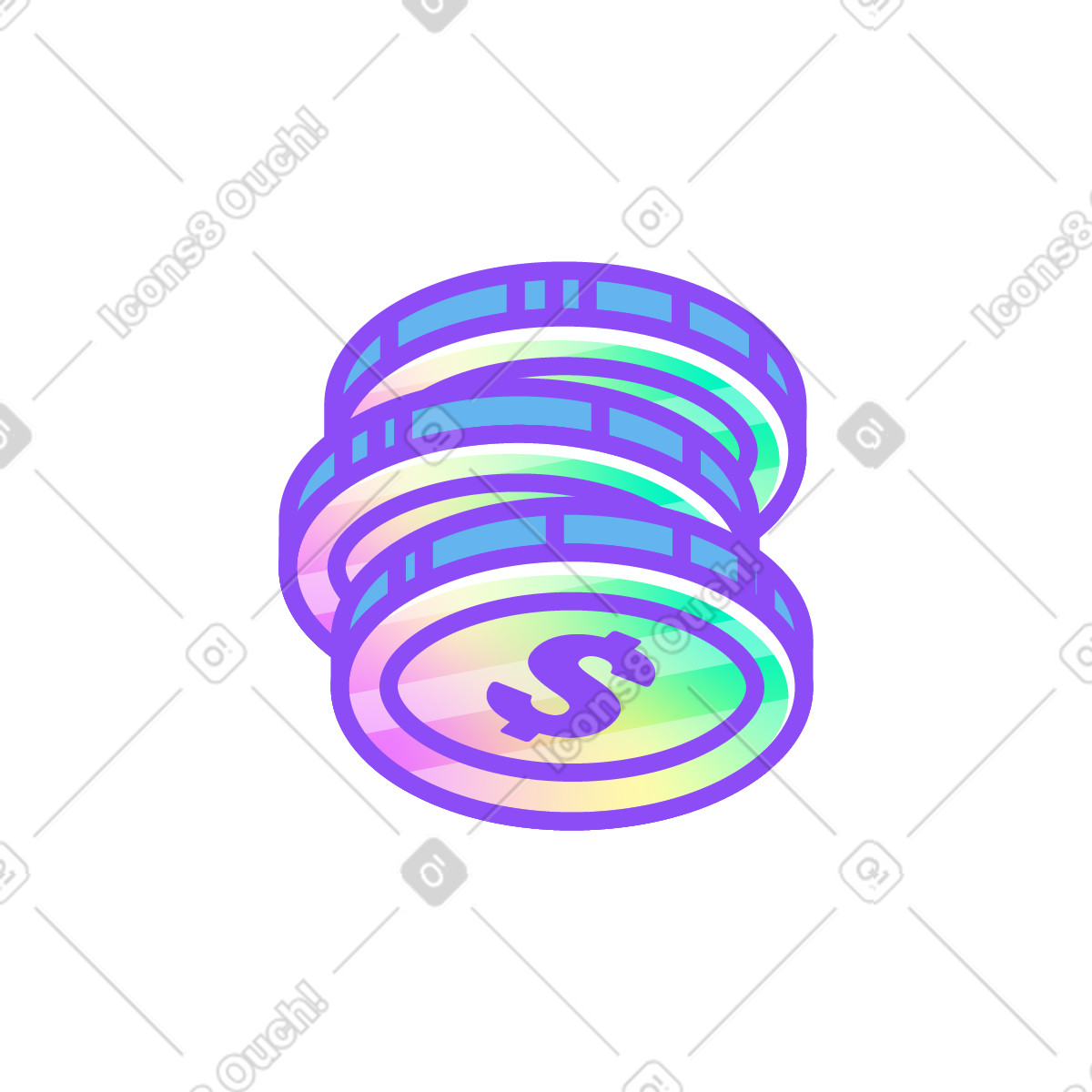 Illustration Pile de pièces dans le style Holographic à télécharger aux formats PNG, SVG