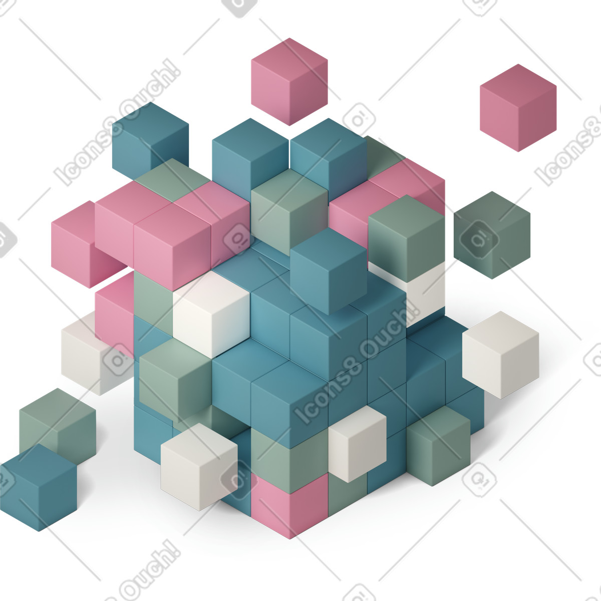 Abstract cube-Illustration im 3D Casual life-Stil als Download in PNG, SVG