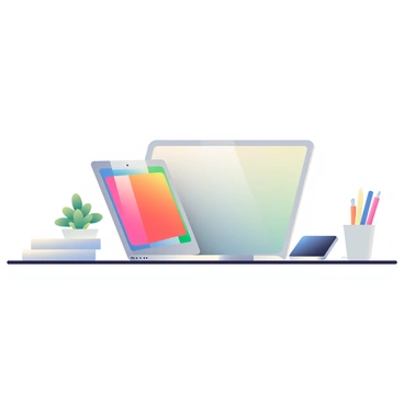 A tidy office desk with a laptop and phone charging wirelessly