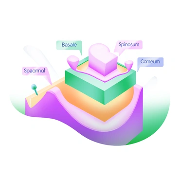 An abstract piece featuring geometric shapes representing the various layers of stratified squamous epithelium