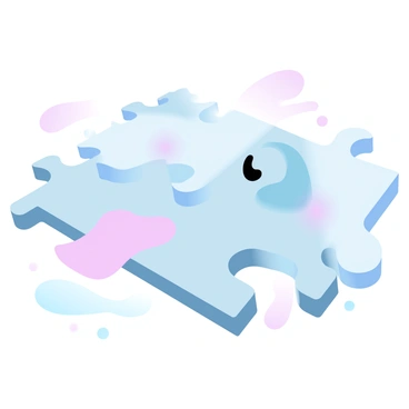 A jigsaw puzzle is spread out on a flat surface, with several pieces missing from the edges. The visible sections of the puzzle depict a partial image of a face that suggests questioning, with abstract shapes and colors representing features. The missing pieces create an incomplete look, emphasizing the ambiguity of the image. The background is softly colored in gradient pastel hues that enhance the puzzle's design.