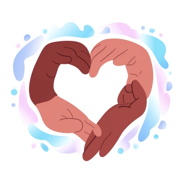 A mural featuring a variety of hands in different skin tones coming together to form a large heart shape in the center. Each hand is positioned at a different angle, symbolizing diversity and collaboration. The background is filled with gradient pastel colors that enhance the vibrant scene. Surrounding the heart, there are abstract shapes and patterns that represent freedom and hope. The overall composition conveys a sense of unity and strength in the shared pursuit of freedom.