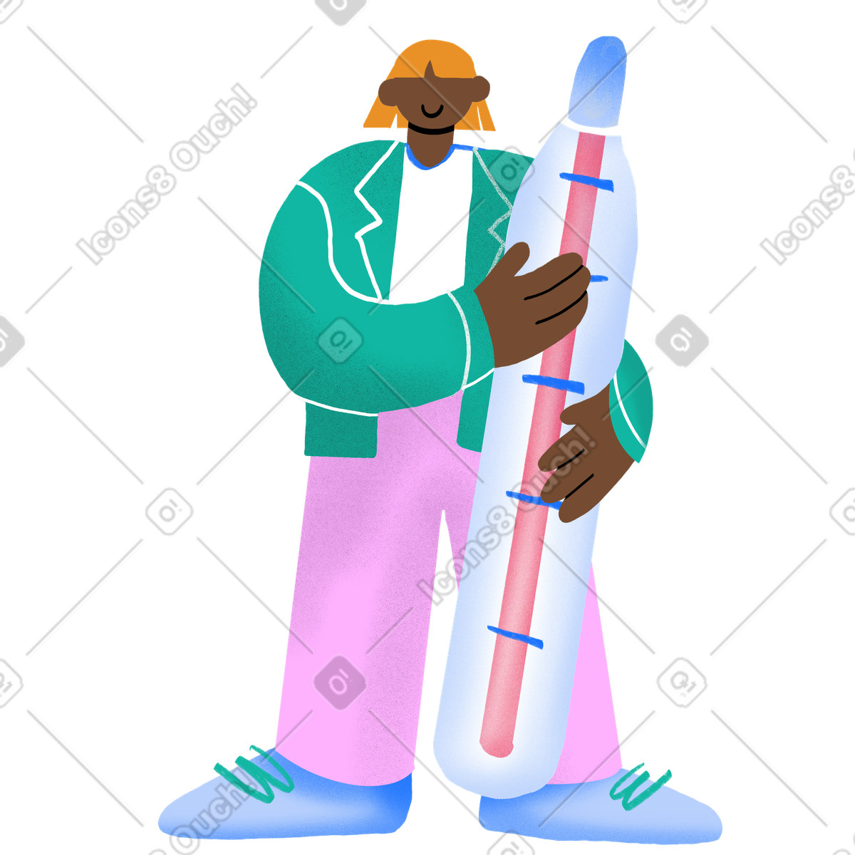 Doctor holding thermometer for measuring temperature illustration in Bonny style download in PNG, SVG