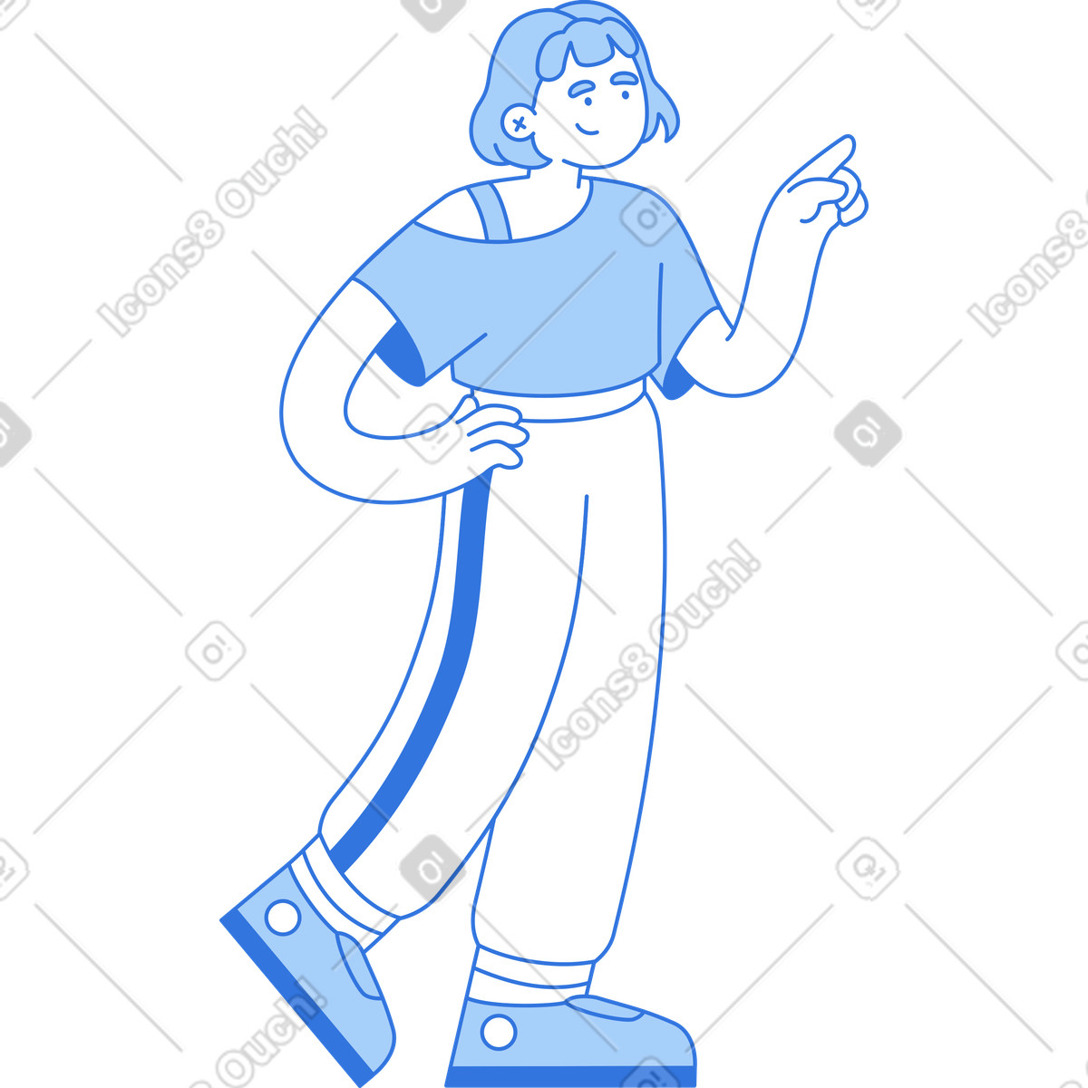 下载 Sky 风格的 女人指着某物 插画，支持 PNG、SVG 格式