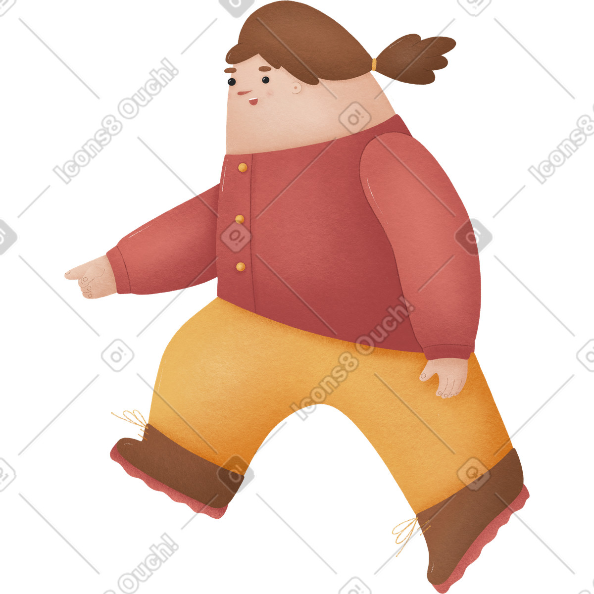 Girl illustration in Woolly style download in PNG, SVG