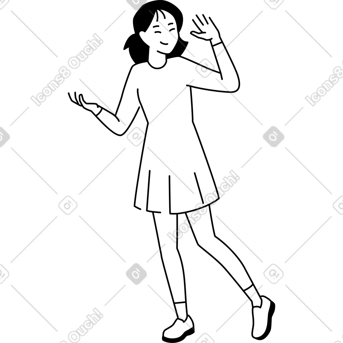 Girl waving her hand illustration in Weekday style download in PNG, SVG