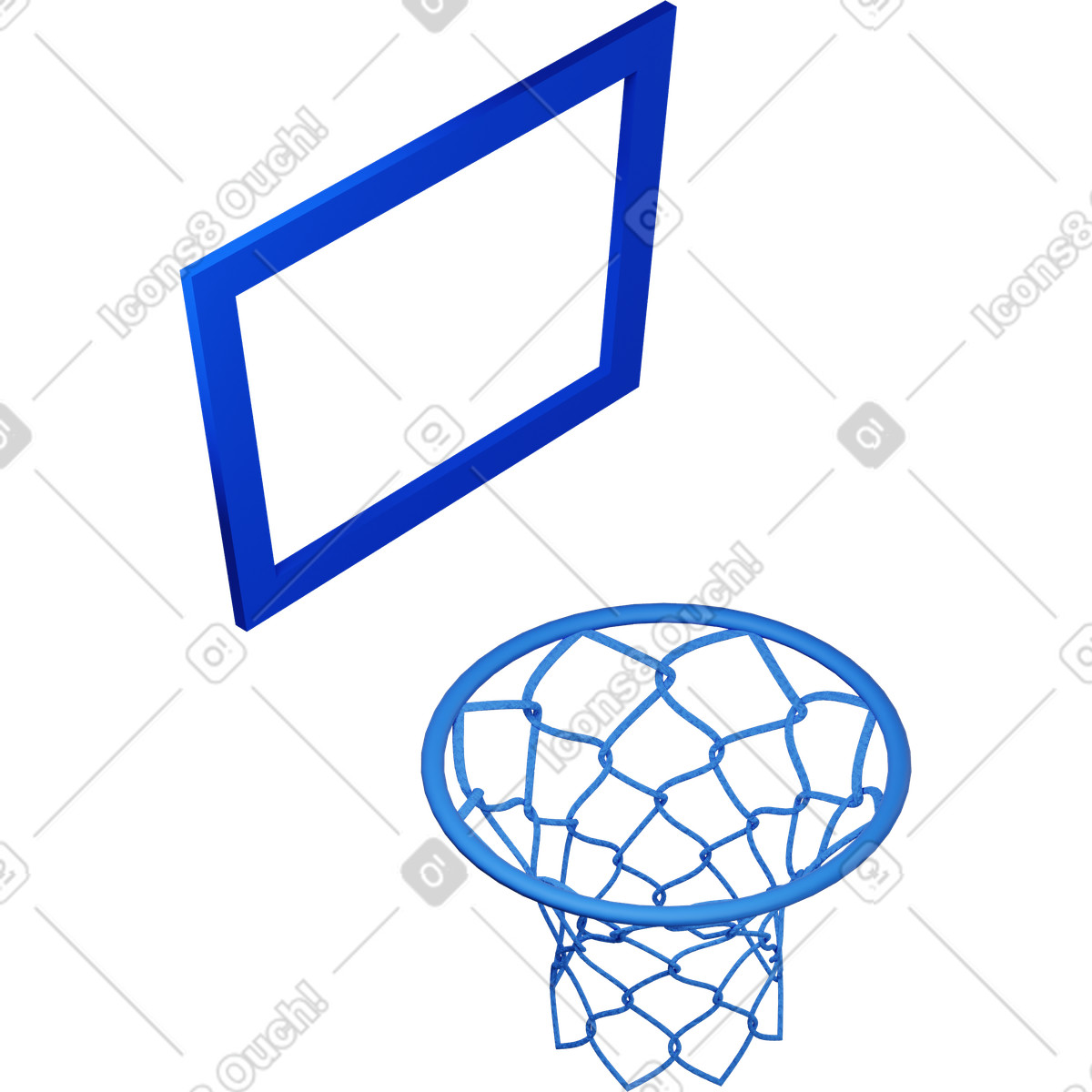 Canestro da basket blu girato a destra illustrazione in stile 3D Buddy scarica in PNG, SVG
