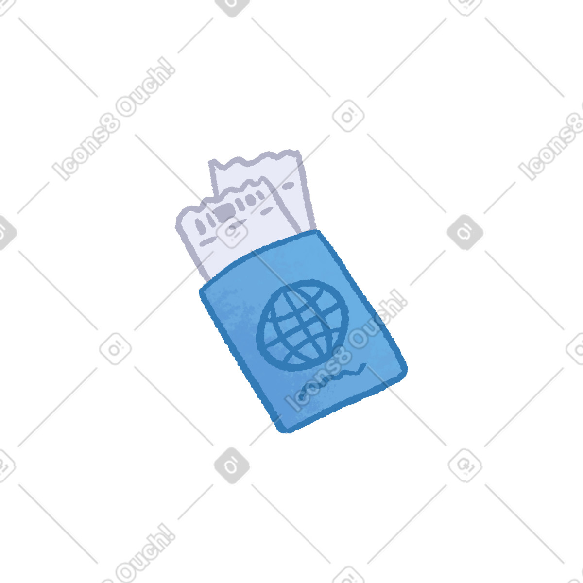 Passport with tickets-Illustration im Hue-Stil als Download in PNG, SVG