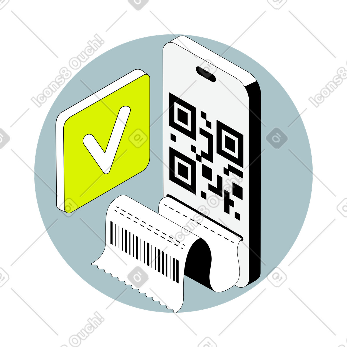 Иллюстрация Изометрический способ оплаты с помощью значка qr-кода в стиле Isometric — скачать в форматах PNG, SVG