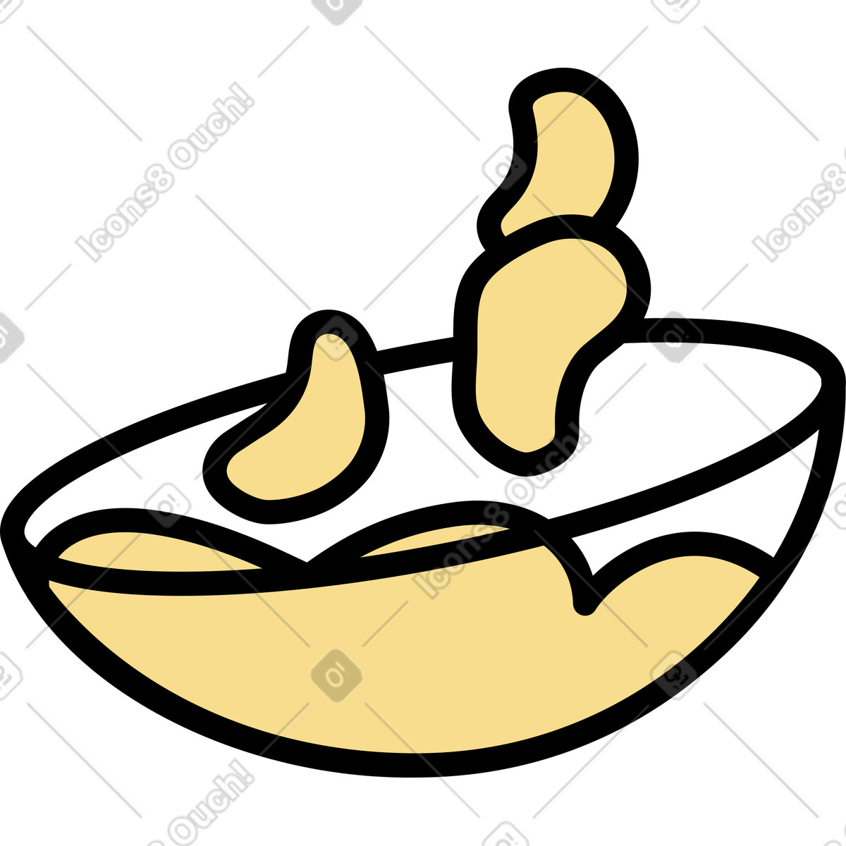 Schüssel mit chips-Illustration im Notes-Stil als Download in PNG, SVG
