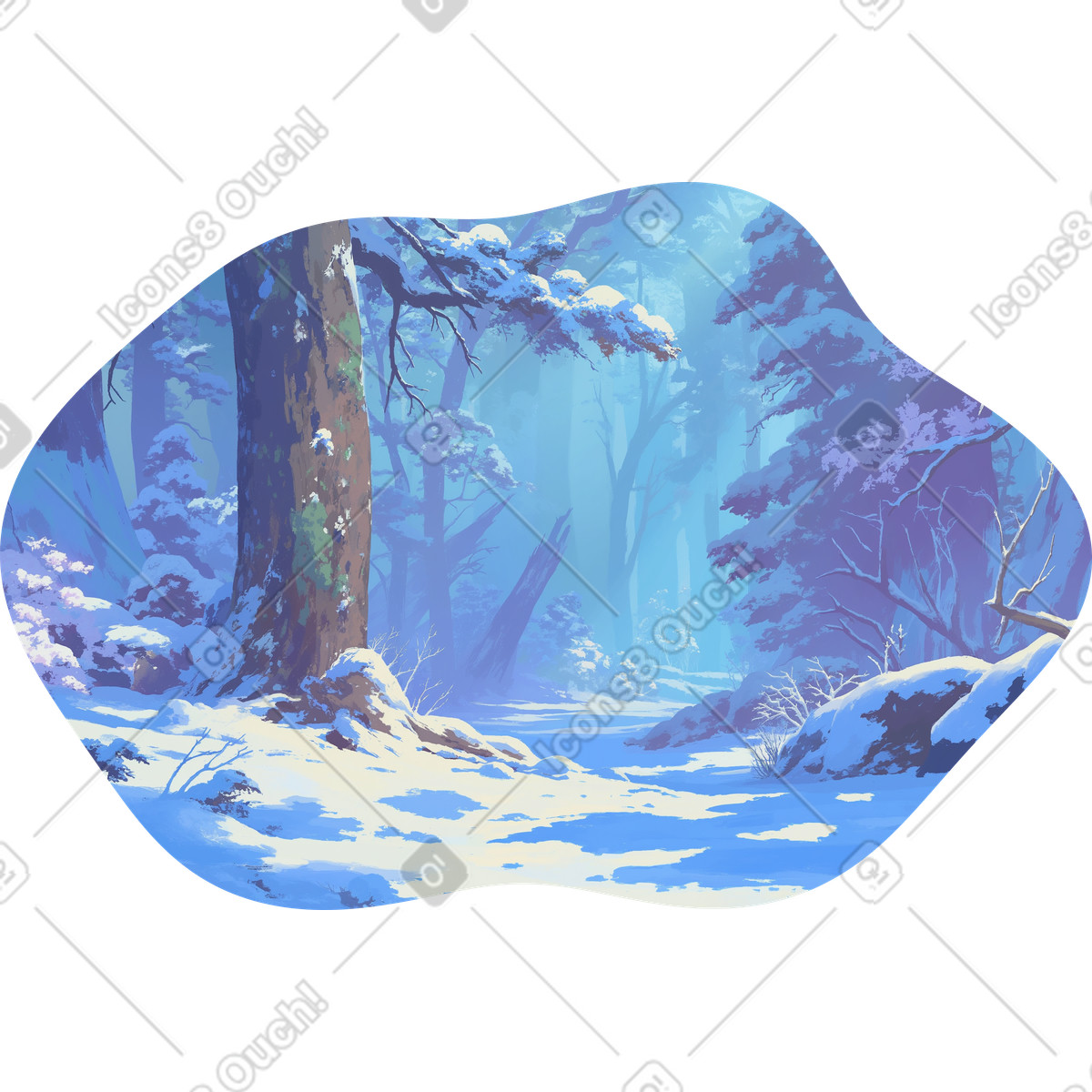 Winter forest background illustration in PNG, SVG
