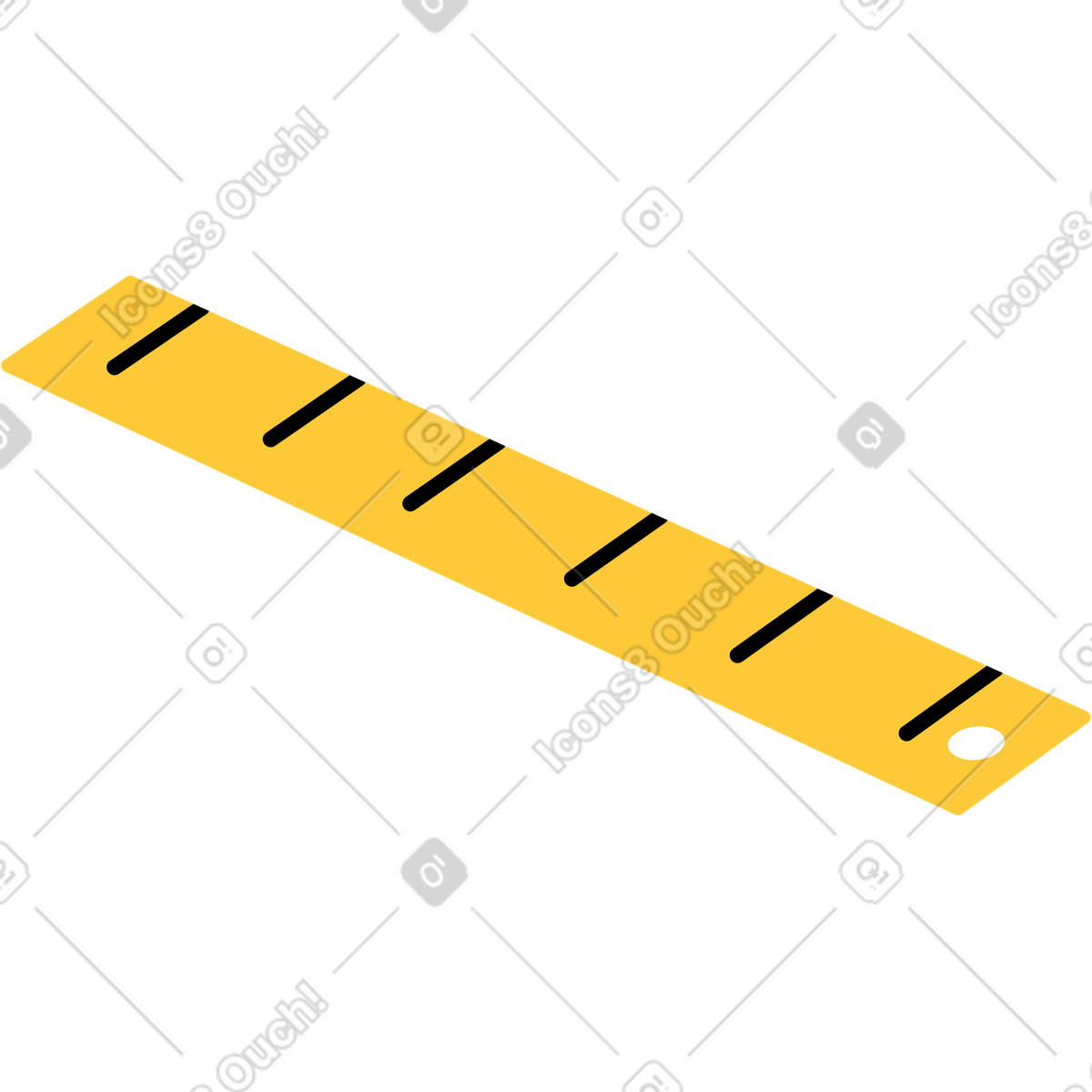 Vintage wooden ruler illustration clipart with worn engraved numbers