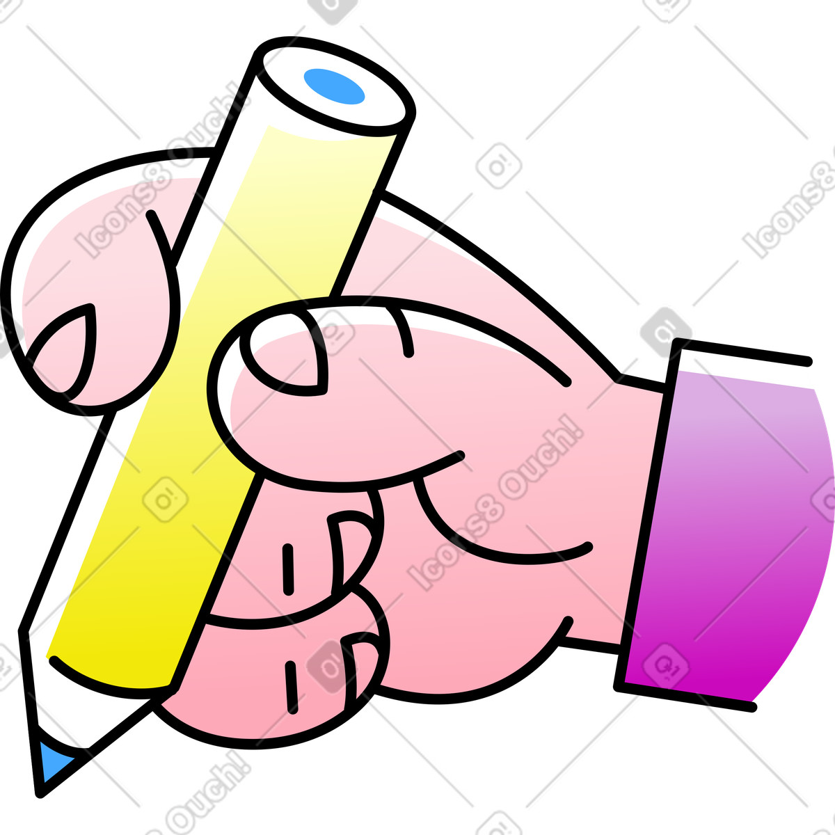 Hand, die einen blauen stift hält-Illustration im Pocus-Stil als Download in PNG, SVG